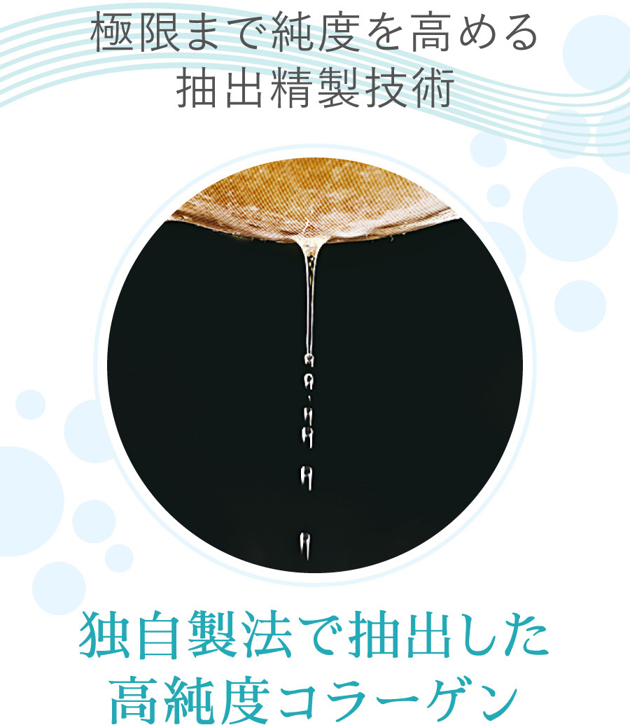 極限まで純度を高める抽出精製技術 独自製法で抽出した高純度コラーゲン