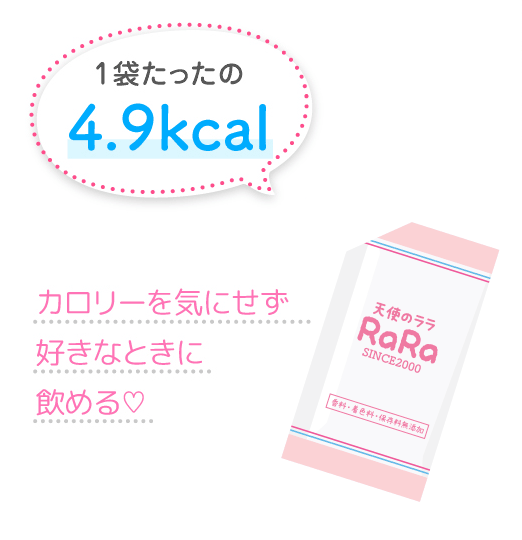 1袋たったの4.9kcal カロリーを気にせず好きなときに飲める♡
