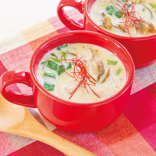 天使のララとカンタンおいしいレシピ ぬくぬく豆乳春雨スープ