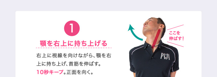 顎を右上に持ち上げる