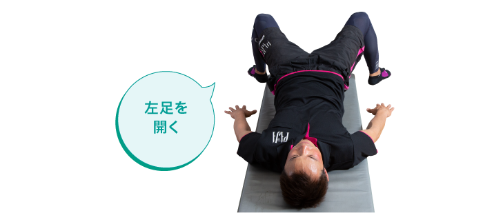 左足を開く