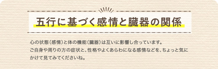五行に基づく感情と臓器の関係