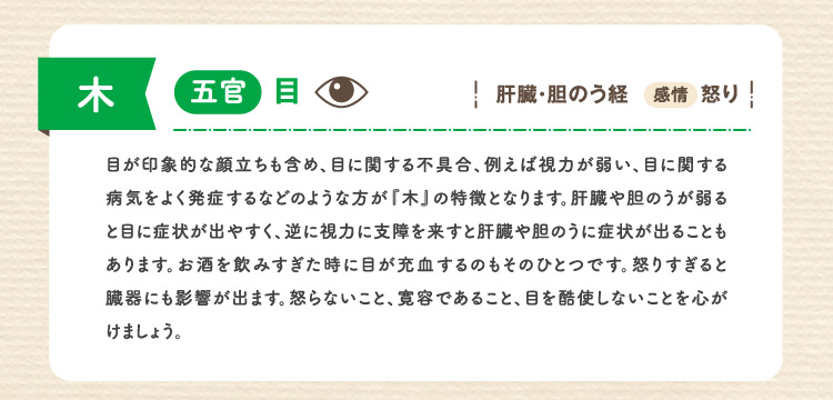 木 五官 目