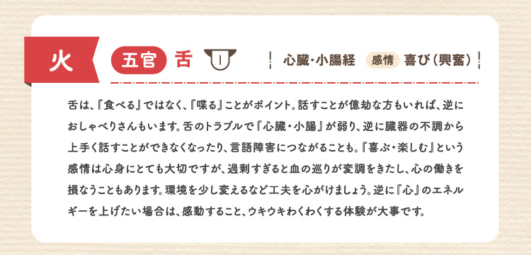 火 五官 舌