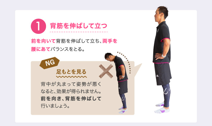 背筋を伸ばして立つ