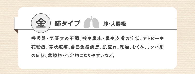 金 肺タイプ 肺・大腸経