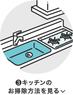 ❸キッチンのお掃除方法を見る
