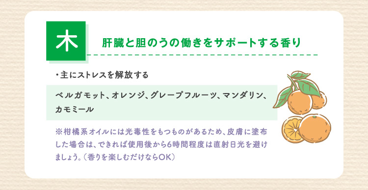 木 肝臓と胆のうの働きをサポートする香り