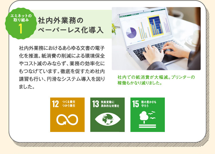 エミネットの取り組み1 社内外業務のペーパーレス化導入