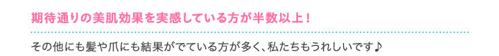 期待通りの美肌効果を実感している方が半数以上！