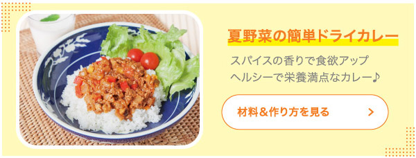 夏野菜の簡単ドライカレー スパイスの香りで食欲アップヘルシーで栄養満点なカレー♪