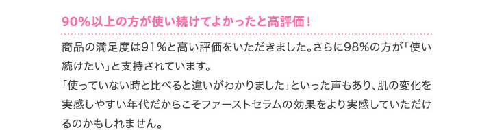 90%以上の方が使い続けてよかったと高評価！