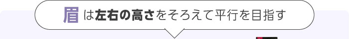 眉は左右の高さをそろえて平行を目指す