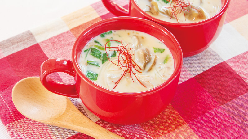 天使のララとカンタンおいしいレシピ ぬくぬく豆乳春雨スープ