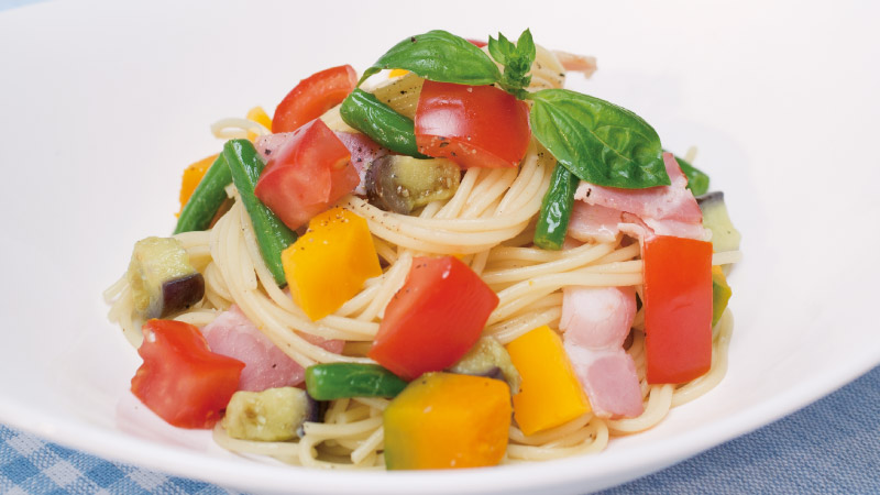 たっぷり夏野菜の冷製パスタ
