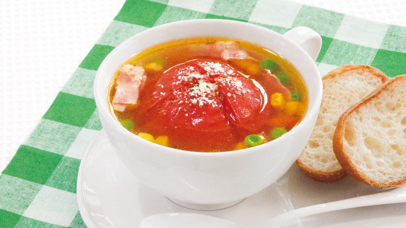 レンジで丸ごとトマトスープ